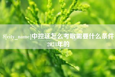 太康中控证怎么考取需要什么条件2024年的